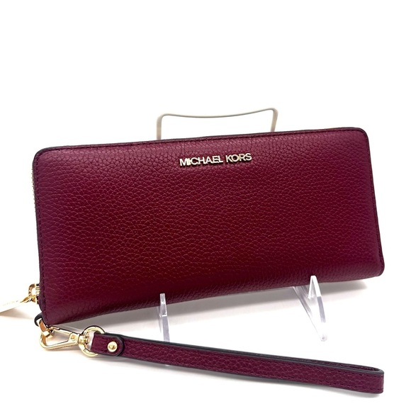 Michael Kors Large Continental Wallet Wristlet Dark Cherry - Picture 1 of 11